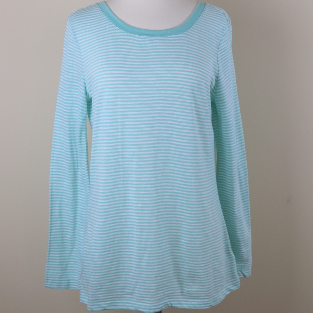 Splendid Long Sleeve Tank Aqua Stripes Size L